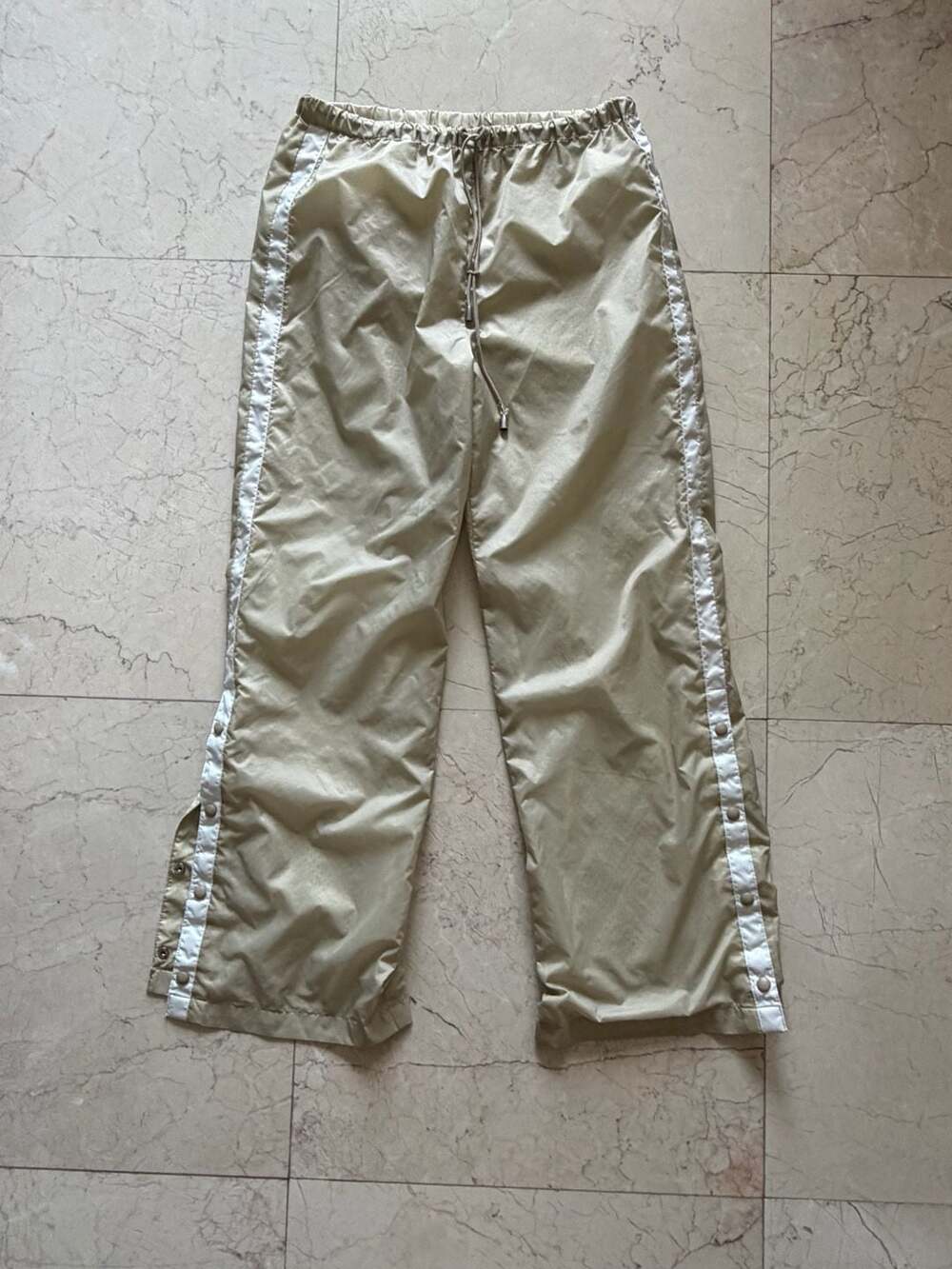Cream Track Pants with Snap Button Sides in size  S.
